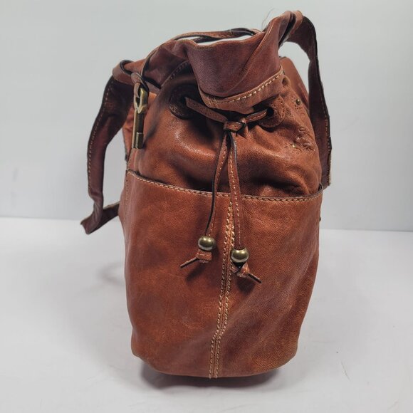 VTG Fossil Women's Brown Leather Floral Embossed Shoulder Bag - Picture 3 of 12